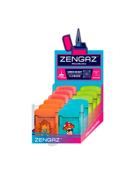 ENCENDEDOR ZENGAZ ZL03 JET FLAME GLOW IN THE DARK 12 UDS