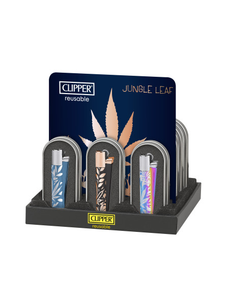 ENCENDEDOR CLIPPER METÁLICO JUNGLE LEAF 12 UDS
