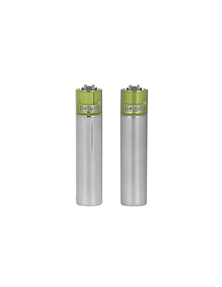 ENCENDEDOR CLIPPER METÁLICO SILVER PISTACHO 12 UDS