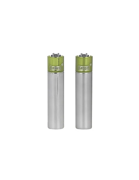 ENCENDEDOR CLIPPER METÁLICO SILVER PISTACHO 12 UDS
