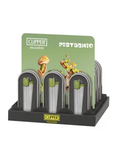 ENCENDEDOR CLIPPER METÁLICO SILVER PISTACHO 12 UDS