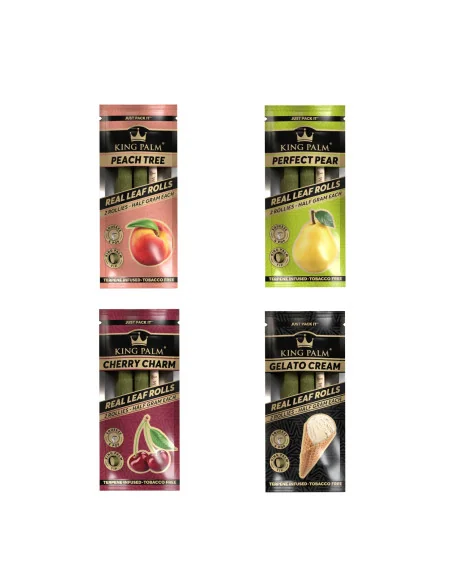 KING PALM DISPLAY 20 BLUNTS ROLLIE 0,5G HOJA DE PALMA 4 SABORES SURTIDOS