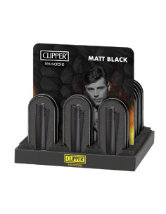 ENCENDEDOR CLIPPER METÁLICO BLACK MATT 12 UDS