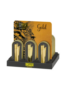 ENCENDEDOR CLIPPER METÁLICO GOLD 12 UDS