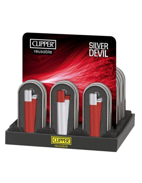 ENCENDEDOR CLIPPER METÁLICO SILVER DEVIL 12 UDS