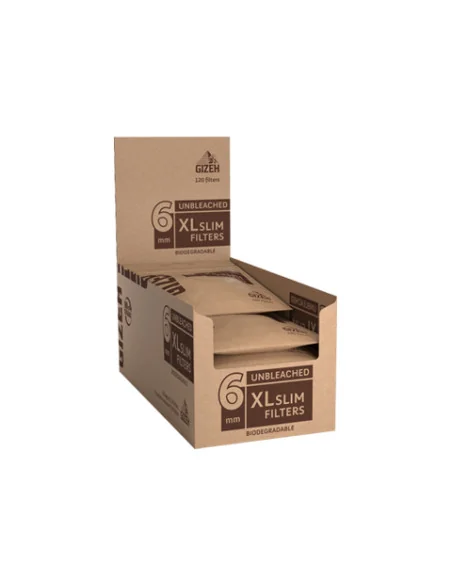 FILTROS GIZEH UNBLEACHED XL SLIM ORGANICOS BIODEGRADABLE 10 UDS
