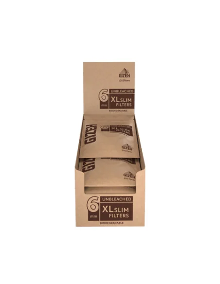 FILTROS GIZEH UNBLEACHED XL SLIM ORGANICOS BIODEGRADABLE 10 UDS