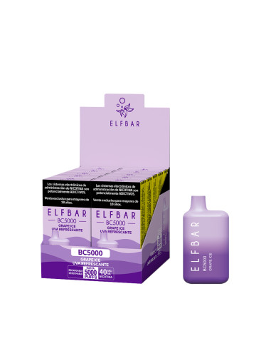 VAPORIZADOR ELFBAR GRAPE ICE 5000 PUFF 4%NIC