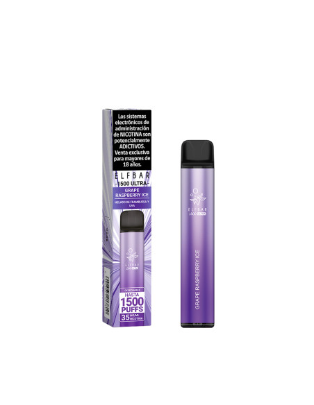 VAPORIZADOR ELFBAR GRAPE RASPBERRY ICE 1500 PUFF 3.5%NIC