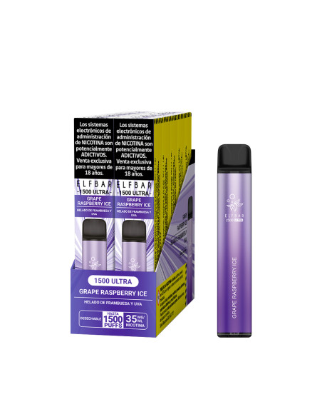 VAPORIZADOR ELFBAR GRAPE RASPBERRY ICE 1500 PUFF 3.5%NIC