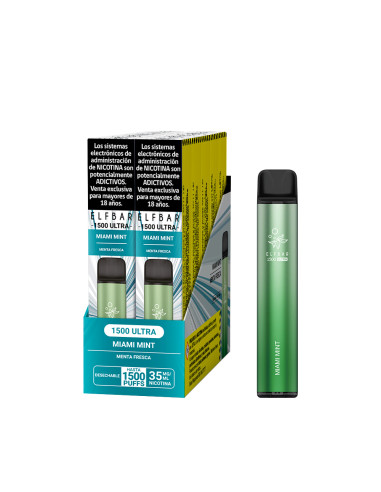 VAPORIZADOR ELFBAR MIAMI MINT  1500 PUFF 3.5%NIC