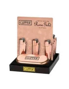 ENCENDEDOR CLIPPER METÁLICO ROSE GOLD 12 UDS