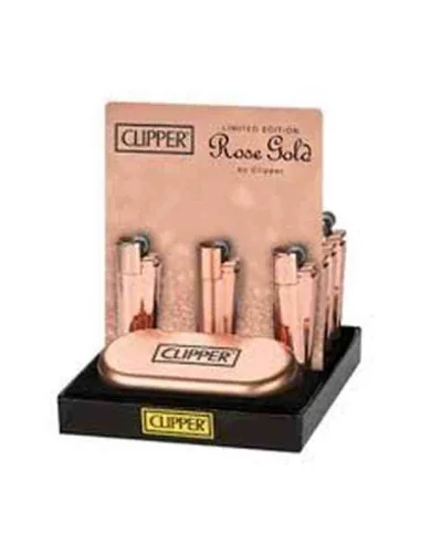 ENCENDEDOR CLIPPER METÁLICO ROSE GOLD 12 UDS
