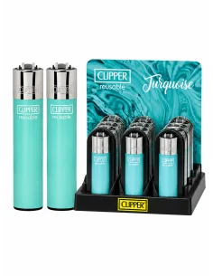 ENCENDEDOR CLIPPER METÁLICO TURQUOISE 12 UDS