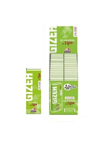 PAPELILLOS GIZEH VERDE + TIPS 1 1/4 SUPER FINE...