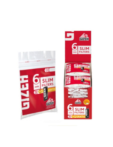 FILTROS GIZEH SLIM ROJO + PAPEL NEGRO N1 20 UDS