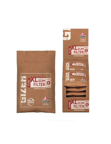 FILTROS GIZEH PURE XL SLIM ORGANICOS BIODEGRADABLE 10 UDS