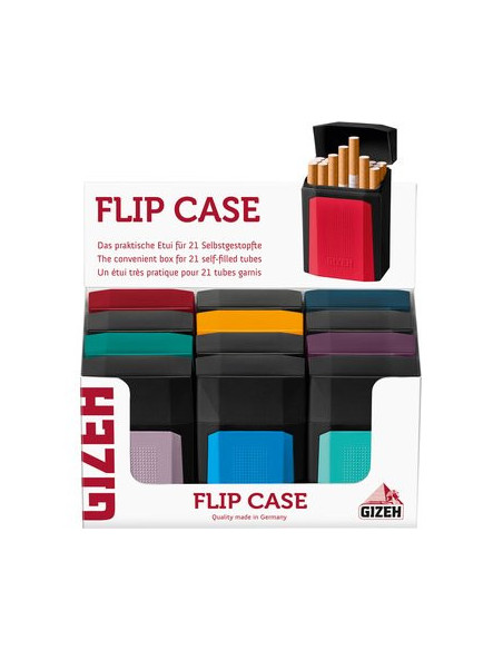 CAJETILLAS GIZEH PLASTICAS COLORES FLIP CASE 12 UDS