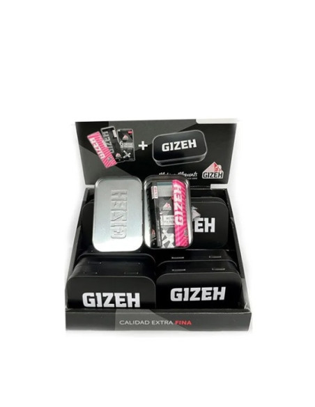 DISPLAY CAJITAS METALICA NEGRAS 10 UDS CON 2 PAPELES 1 1/4 Y 1 FILTRO CARBON ACTIVADO