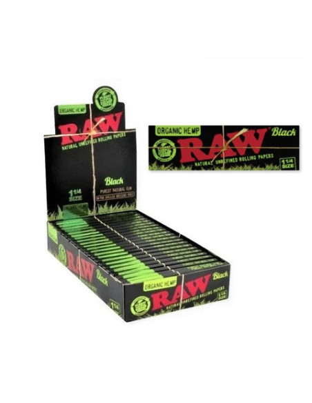 PAPELILLOS RAW BLACK ORGANIC HEMP 1 1/4 24 UDS