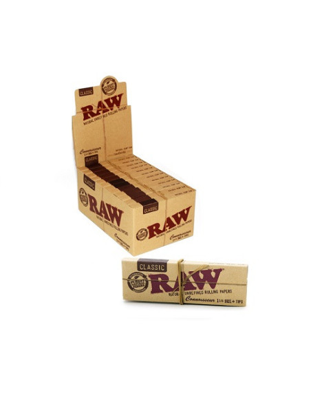 PAPELILLOS RAW CONNOISSEUR 1 1/4 + TIPS 24 UDS