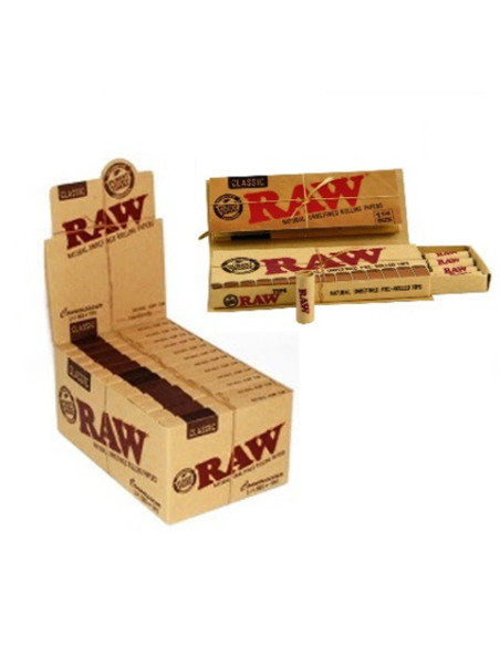 PAPELILLOS RAW CONNOISSEUR + TIPS PREENROLADOS 24 UDS