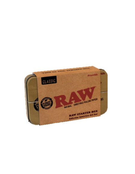SET CAJITA METALICA RAW STARTER BOX 1 1/4 (MIX PAPELES Y TIPS)